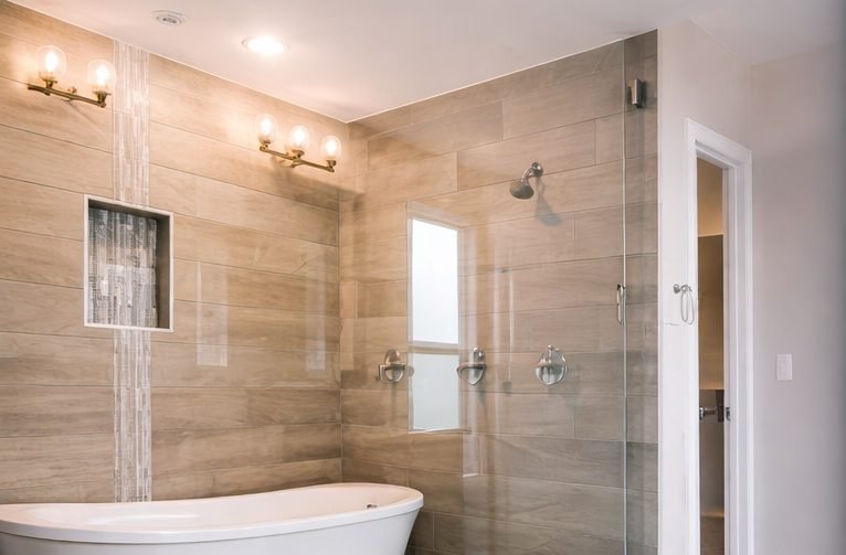 Modern walk-in shower remodel in Houston